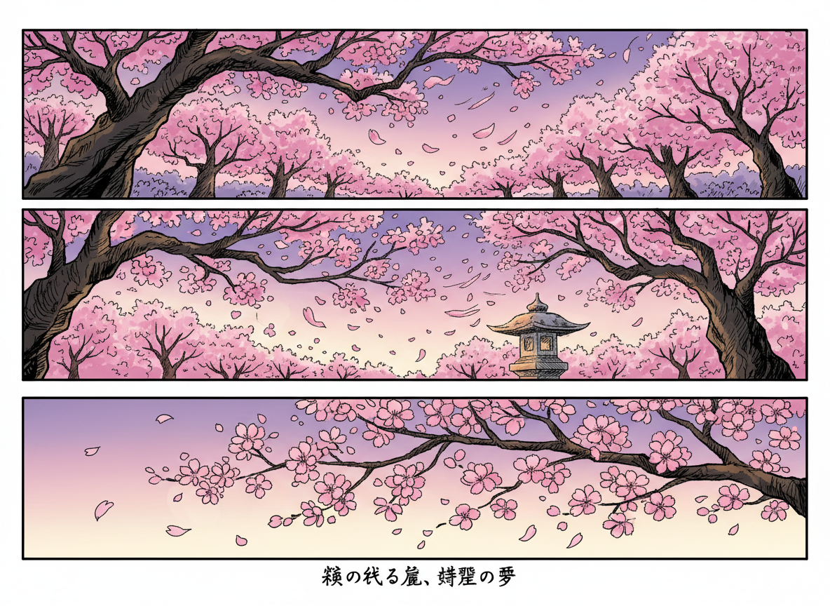 Writer beneath cherry blossom tree
